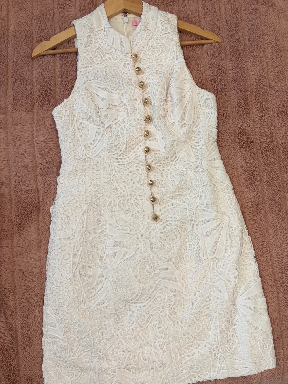 Lilly Pulitzer Alexa dress. White with gold buttons